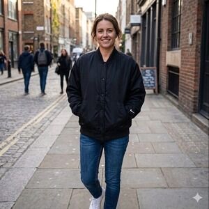 Nike Destroyer Bomber Jacket Womens Medium Black NEW Oversized Snap Front